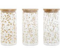 Pot DKD Home Decor vert rose moutarde naturelle silicone bambou verre borosilicaté shabby chic 1,4 L (4 pièces)