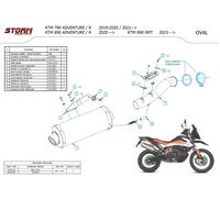 Pot echappement Silencieux Storm Mivv Oval Inox Noir Ktm 790 Adventu R 2021 2026