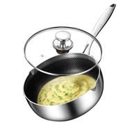 Pot en acier inoxydable - pot de soupe en acier inoxydable | Honeycombe antiadhésive | Modèle de cuisine avec couvercle | Cuisine durable à l'épreuve de la rouille pour le café commercial brassage à