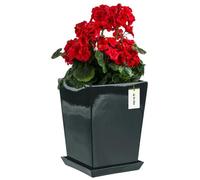 Pot En Céramique 29,5x34 Cm Émaillé + Soucoupe Graphite Haut Boîtier D'intérieur Multicolore