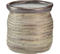 Pot en céramique Cache-pot Vase Déco Gris Métallique Marron 14×14cm Design Moderne