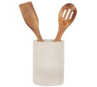 Pot en céramique et ustensiles en bois d'acacia H15 11.5x15x11.5cm Marron