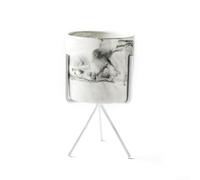Pot en céramique inspiré du marbre avec cadre en fer conçu pour le jardinage intérieur et les arrangements décoratifs (M, blanc)