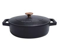Berlinger Haus, Cocotte peu profonde, 26 cm, fonte, Collection Blak Rose, Rétention de chaleur plus longue, conserve uniformément la chaleur, Idéal pour l'utilisation du four à table