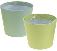 Pot en papier Mini Pot Cache-pot Bleu Vert Ø9cm H7,5cm Set 4pcs Pots Déco Intérieur Bricolage Fleurs