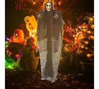Pot en plastique avec colorant en forme de squelette, grands piquets suspendus pour Halloween, extérieur, cour, patio, jardin Halloween Window Decorations (Purple, One Size)