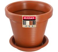 KADAX Pot de Fleurs en Plastique, 4 Couleurs, Pot de Plantes avec Soucoupe, Pot de Plantes, Pot de Plantes avec Motif incisé, Pot de Fleurs en Plastique, Pot de Fleurs Rond (∅ 55 cm, Terracotta)