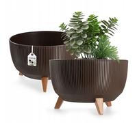 Pot en plastique KADAX avec trois supports, 40 cm, marron