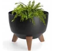 Pot en plastique lisse KADAX avec trois supports, 24 cm, noir