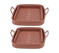 Pot en Silicone pour Friteuse 2 Pièces avec Poignée, Tapis Rectangle de Remplacement Noir - Résistant Chaleur et Froid, Antiadhésif, Facile à Nettoyer (Café)