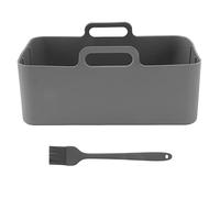 Pot en silicone pour friteuse à air réutilisable antiadhésif avec brosse à huile pour Foodi DZ201 DZ401 paniers de friteuse à air double zone en silicone de qualité alimentaire (Grise)