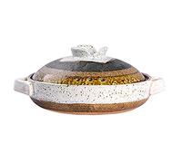 Pot en terre cuite, Marmite en grès à flamme directe ou cocotte en terre cuite avec couvercle et poignée,