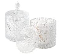 Pot En Verre Avec Couvercle, 2 Pièces, Pot De Rangement Pour Coiffeuse, Coton-Tige, Boîte À Bijoux, Bonbonnière