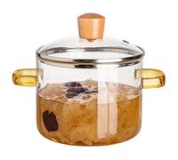 Pot en verre avec couvercle de 1,6 L à deux poignées transparentes transparentes en verre micro-ondes à mijotage à la chaleur pots en verre universels résistants à la cuisson à la cuisson du lait de