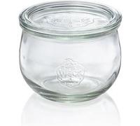 Weck - Lot de 6 bocaux de conservation Tulipe RR100, couvercle en verre, anneaux et pinces 500 ml