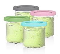 Pot et Couvercle pour Ninja CREAMi machine à crème glacée et à desserts glacés, Lot de 4 Bol Bacs à Crème Glacée pour Ninja Creamy NC300EU NC300EUCP NC300 Série, Sans BPA et Lavable au Lave-Vaisselle