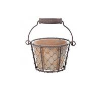 Pot et son panier en métal avec anse - L 13 cm x l 15,3 cm x H 9,5 cm