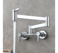 Pot Filler 360° Swivel Folding Faucet with Dual Modes Sprayer, Brass Single Handle Cold and Hot Mixer Tap, Stretchable Double Swing Joint Kitchen Sink Faucet,Black