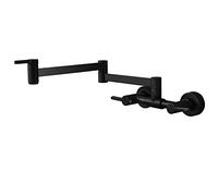 Pot Filler Brass Folding Sink Faucet Swing Arm, Wall Mounted Double Hole Hot and Cold Water Kitchen Mixer Tap with Handles,Black (Color : Black)