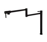 Pot Filler Faucet, Deck Mounted Folding Kitchen Sink Faucet with Double Joint Swing Arm, Two Handle Single Hole Brass Cold Tap,Black (Chrome)