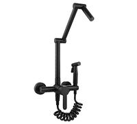 Pot Filler Faucet Wall Mount Foldable Kitchen Faucet Brass Kitchen Sink Faucet Double Joint Swing Arm Kitchen Tap 2 Hole Single Handle Kitchen Mixer Tap with Spray Gun,Chrome