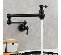 Pot Filler Faucet, Wall Mount Single Cold Kitchen Sink Double Switch Brass Folding Joint Swing Arm Hole Faucet,Brushed Nickel (Brushed Gold)