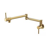 Pot Filler Faucet Wall Mounted Foldable Kitchen Single Cold Hole Sink Tap Solid Brass Double Joint Swing Arm Dual Handle,Chrome (Black)