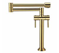 Pot Filler Solid Brass Deck Mount Sink Faucet with Double Swing Arm, Dual Handle Hot and Cold Water Kitchen Mixer Tap,Gold (Color : Antique Bronze)