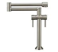 Pot Filler Solid Brass Deck Mount Sink Faucet with Double Swing Arm, Dual Handle Hot and Cold Water Kitchen Mixer Tap,Gold (Color : Antique Bronze)