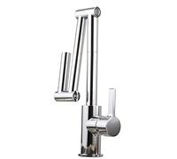 Pot Filler with Spray 360° Swivel Folding Retractable Sink Faucet, Brass Chrome Hot and Cold Water Kitchen Mixer Tap, One Hole Deck Mounted Drinking