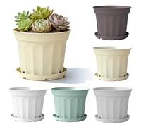 Pot Fleur avec sous-Pot 5 Pièces, Pot De Fleur Plastique Auto-Arrosant, Pots De Fleurs Colorés, Antidérapant, avec Fond Réseau & Drain Profond, 21×15 cm, Intérieur & Balcon