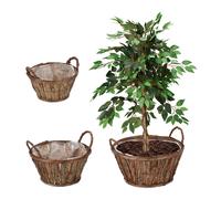 Pot fleur bois Tonneau decoratif Support lot 3 Pot fleur rustique Cache pot bois