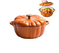 Pot four hollandais potiron avec couvercle, pot à soupe fonte émaillée | four hollandais en forme potiron, fonte à chauffage uniforme, émail facile rincer pour Halloween, Thanksgiving