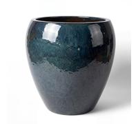 Pot grande taille d'extérieur LAFONTAINE2 50x52cm saphir, fait main en terre cuite émaillée, résistant au gel