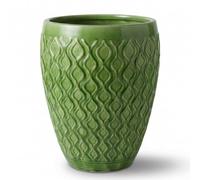 Pot grande taille d'extérieur PHENIX 41x55cm vert pomme, fait main en terre cuite émaillée, résistant au gel