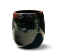 Pot grande taille d'extérieur SOCRATE 32x33cm noir et rouge, fait main en terre cuite émaillée, résistant au gel