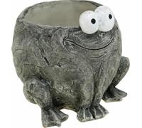 Pot Grenouille Sourire Cache-pot Plante Gris 11x12cm