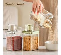 Pot hermétique de cuisine, conteneurs de stockage des aliments, distributeur de céréales et de riz avec tasse à mesurer, pot résistant à l'humidité, boîte de stockage des aliments green 1800ML