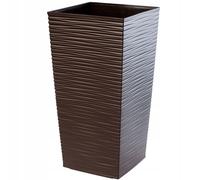 KADAX Pot de Fleurs Haut 75,5 cm, Plastique Imitation rotin, résistant aux intempéries - intérieur/extérieur, Moka