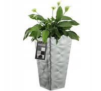 KADAX Pot de fleurs avec effet 3D, bac à fleurs en plastique en 4 couleurs, bac à plantes avec insert et poignées pratiques, pot en plastique, pot pour plantes d'extérieur (gris hauteur : 55,5 cm)