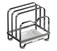 Pot Lid Holder - 3 Tier Stainless Steel Rack, Countertop Storage Organizer with Drip Tray, Kitchen Lid Stand for Pots Pans Covers | Multi Purpose Storage Rack for Cutting Board Baking Sheet Utensil Or