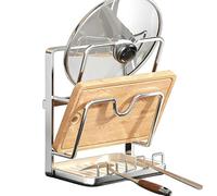 Pot Lid Rack - Pan Lid Organizer, Stainless Steel Multi Layer Kitchen Storage, Countertop Pot Cover Holder Rack | For Cabinet Cutting Board Plate Dish Spoon Fork Spatula Home Apartment, 1*Pc