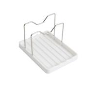 Pot Lid Rack - Spoon Rest with Drip Tray | Holder for Lids and Utensils, Kitchen Counter Organizer with Non Slip Base for Cooking, Baking, Cutting Board, Stove, Pantry, and Efficiency