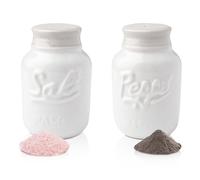 Pot Mason Vintage Sel & Poivre par Comfify - Pot Mason Décoratif Adorable pour Vintage, Rustique et Chic Brut - Céramique Résistante en Blanc - Cap. De 100 gr.