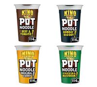 Pot Noodle King Bundle | Chicken & Mushroom King Pot 114g | Bombay Bad Boy 114g | Original Curry 114g | Beef & Tomato 114g | Total of 4x114g of Noodles