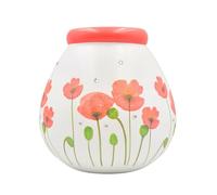 Pot of Dreams Tirelire en Forme de Fleur Rouge Peinte à la Main et fabriquée à la Main Save & Smash Pot en céramique écologique et Recyclable Taille Unique Blanc