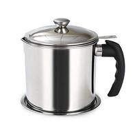 Pot passoire à huile en acier inoxydable avec maille fine Bac graisse de lard Réceptacle stockage d pour le friture et cuisson
