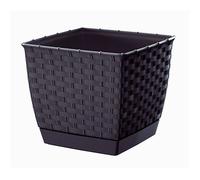 Pot plastique carré avec soucoupe DRLK250-S433 - Gris anthracite - PROSPERPLAST