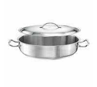 Pot plat TOMGAST diamètre 40 cm avec couvercle PRO | Capacité 10 l, hauteur 8 cm | Acier inoxydable | Fond doublé | Pour table de cuisson et induction | Passe au lave-vaisselle