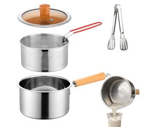 Pot pour friteuse - 1 set de friteuse avec panier | 7,09 pouces avec filtre à huile pour dîner à base de poisson, frites, poulet, poisson et crevettes, avec